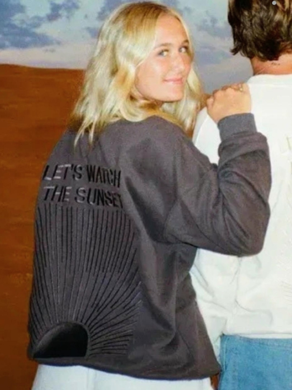 LET'S WATCH THE SUNSET Charcoal Rib-Back Women's Sweater
